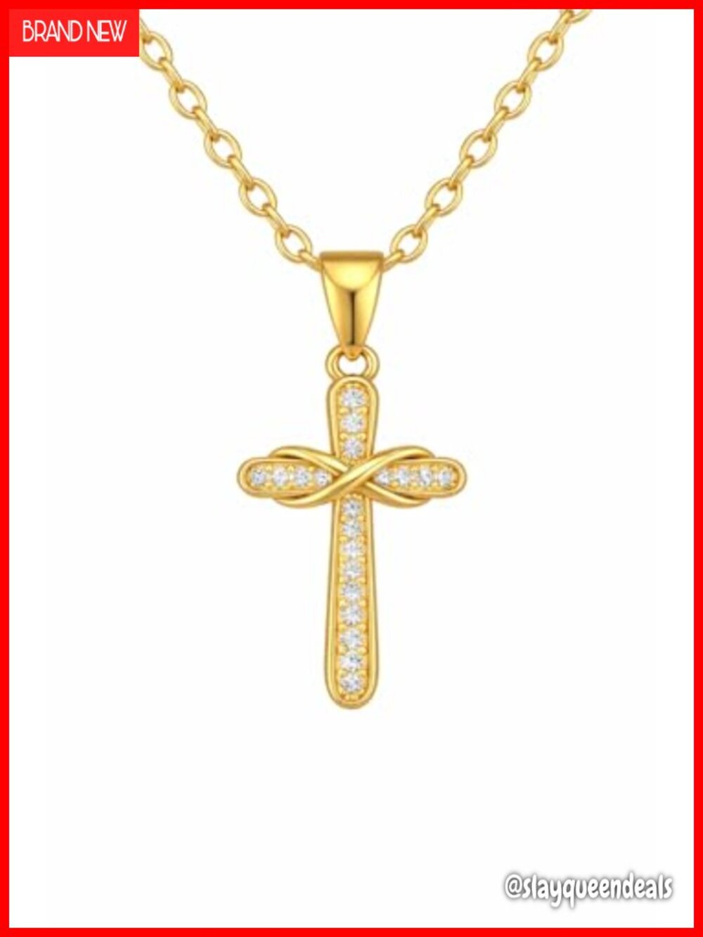 14K Gold Cross Necklace Chain for Women Infinity Pendant
